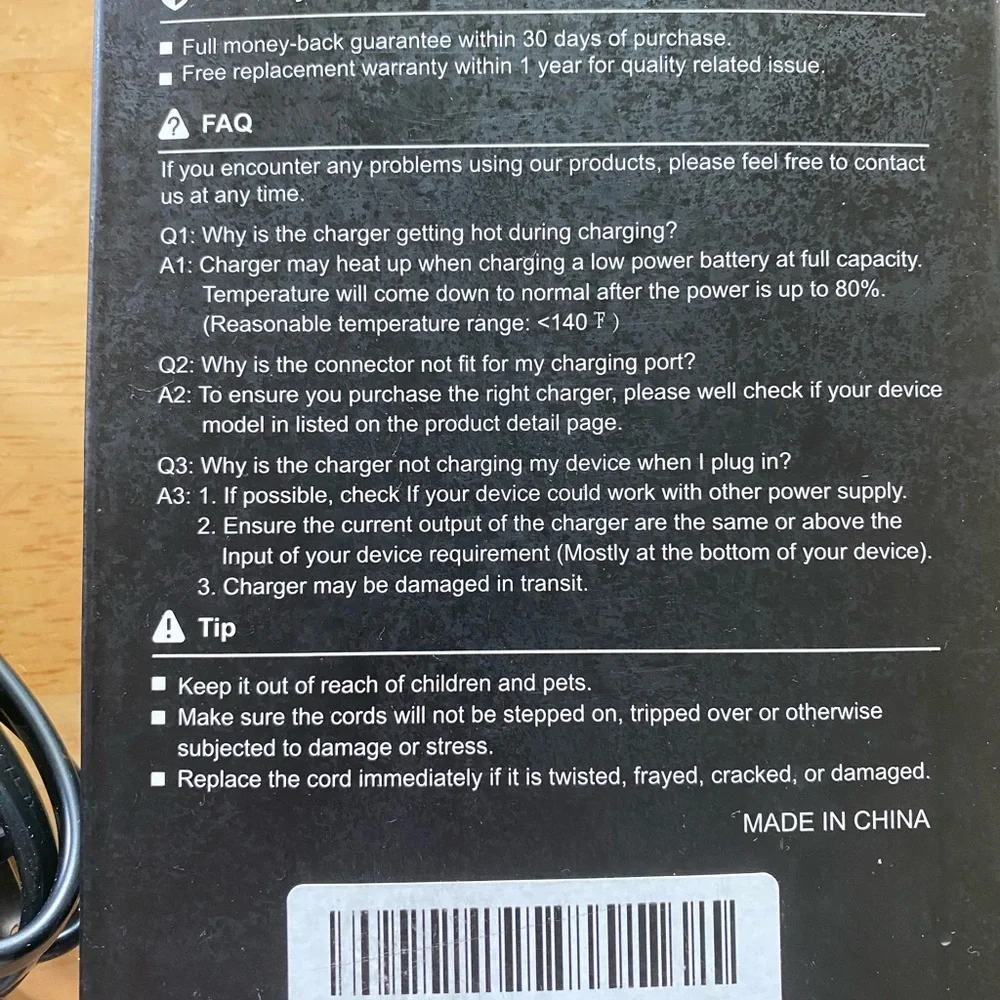 Lenovo Black Power Adapter for Tablets with Long Cables